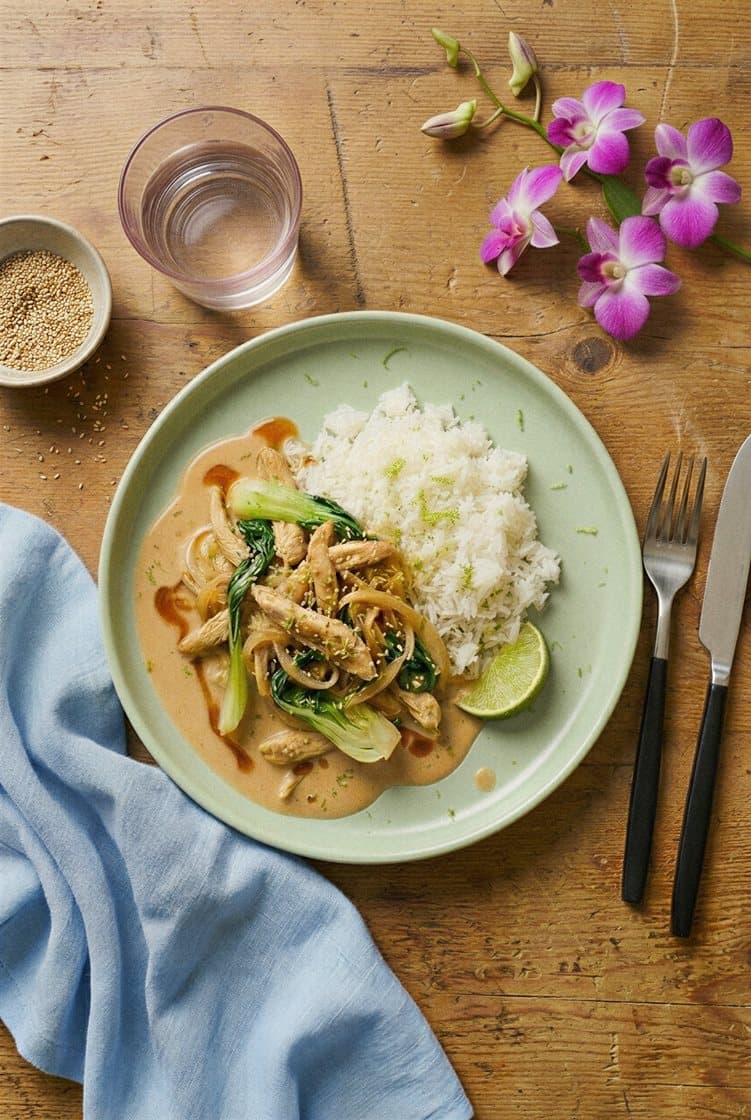Kermainen kanapata – spicy umami, pak choi, lime ja jasmiiniriisi 